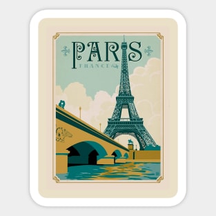 Paris France Eiffel Tower on Seine River Art Print Sticker